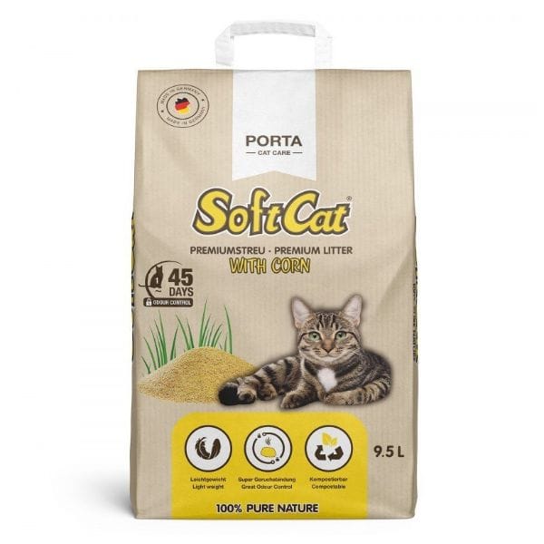 Arena Aglomerante vegetal sin polvo para gatos SoftCat Corn Maiz
