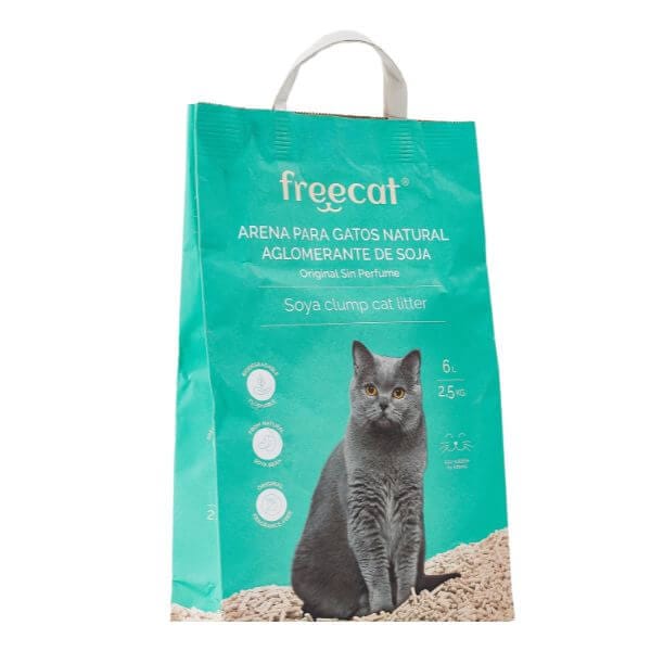 Arena aglomerante de soja para gatos FreeCat Original sin perfume 6l
