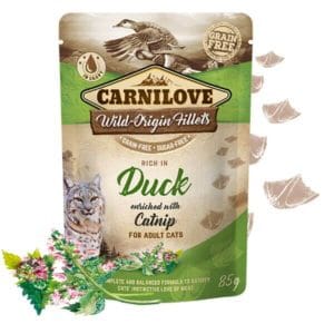 Carnilove húmedo completo para gatos – 85gr, Pollo con pato
