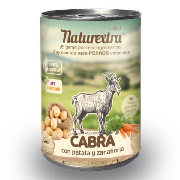 naturextra cabra lata comída humeda completa para perros