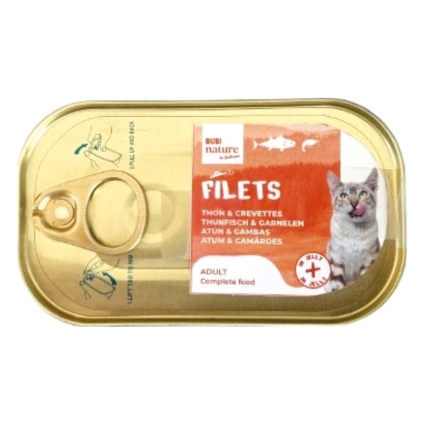 Bubi Nature Filets húmedo completo para gatos – Atún con pollo y gambas