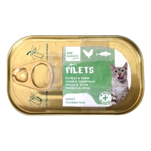 Bubi Nature Filets húmedo completo para gatos – Pollo con atún en caldo