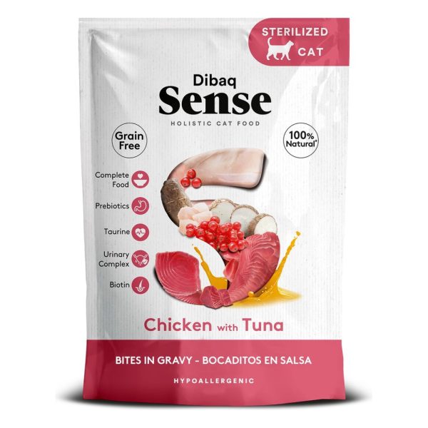 Dibaq Sense Bocaditos en salsa para gato – Pollo con atún