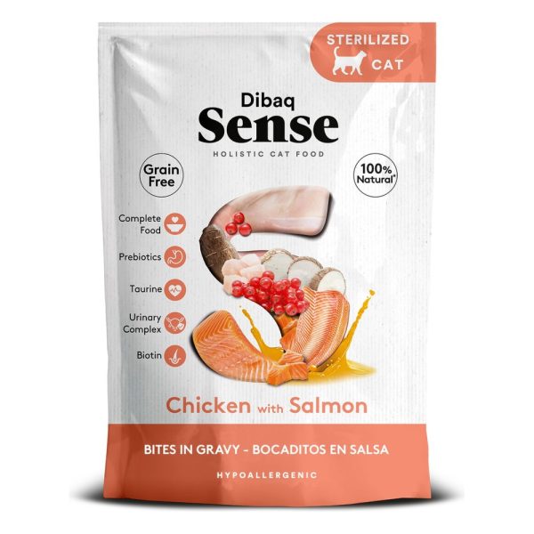 Dibaq Sense Bocaditos en salsa para gato – Pollo con salmón