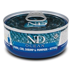Farmina N&D Ocean para gatos 70gr – Atún con bacalao y calabaza gatitos (Kitten)