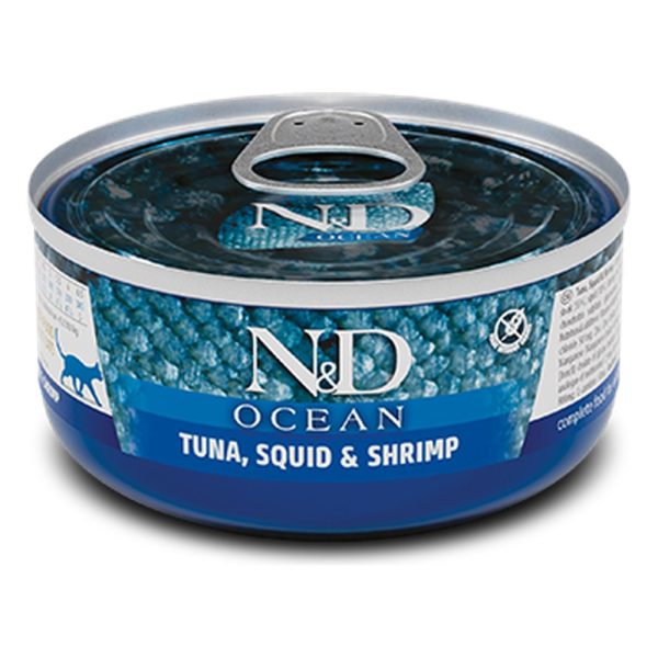 Farmina N&D Ocean para gatos 70gr – Atún con calamar y gambas