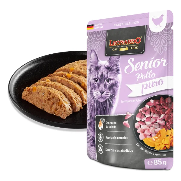 Leonardo Puro de Pollo para gatos senior