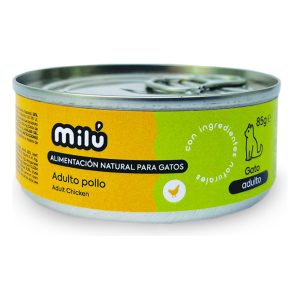 Milu Lata completa para gato 85gr – Adulto – Pollo con salmón ternera