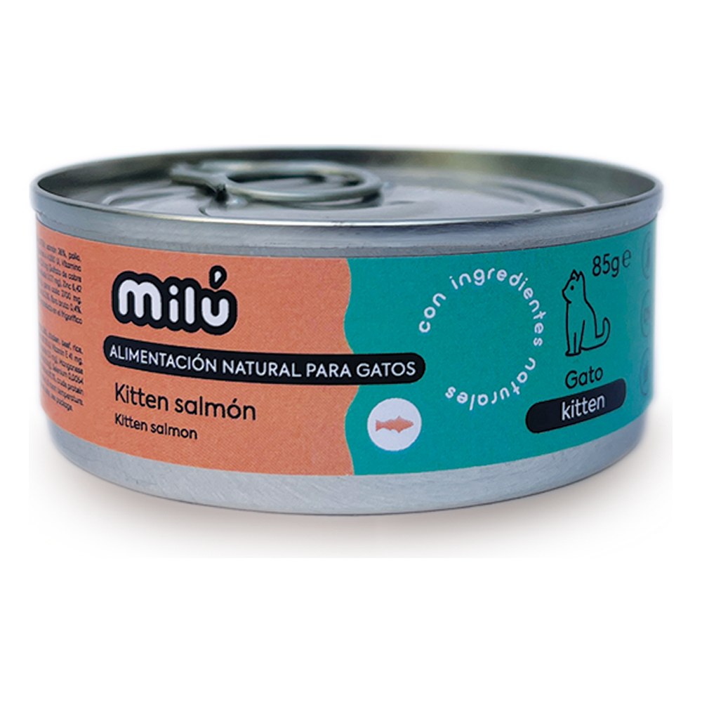 Milu Lata completa para gato 85gr - Cachorro - Salmón Pollo Ternera Arroz