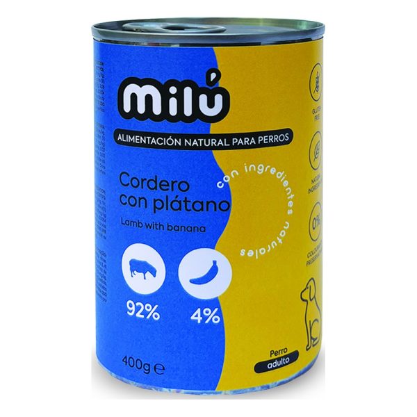Milu Monoprotéico 400gr – Cordero con plátano