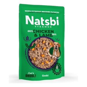 Natsbi Pollo y cordero al vapor para perros 500gr