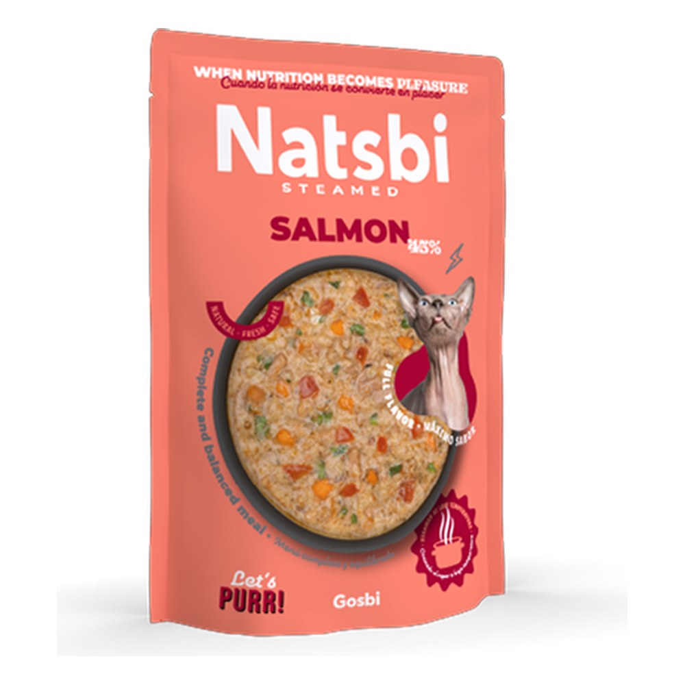 Natsbi Salmón al vapor – comida húmeda para gatos