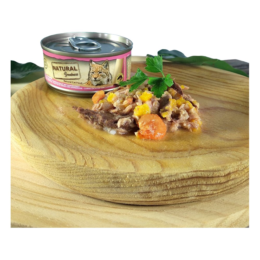 Natural Greatness Classic 70gr para gato - Atún con gambas (en plato)