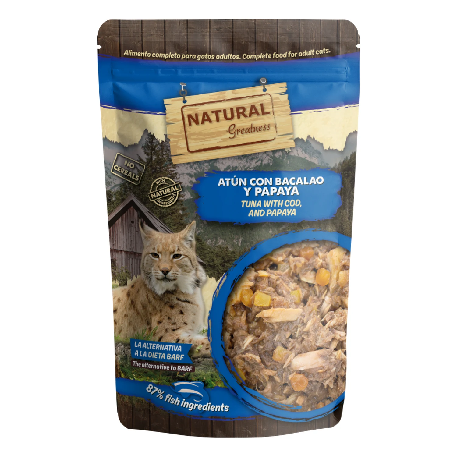 Natural Greatness Supreme Atún con bacalao para gatos – pouch de 70gr