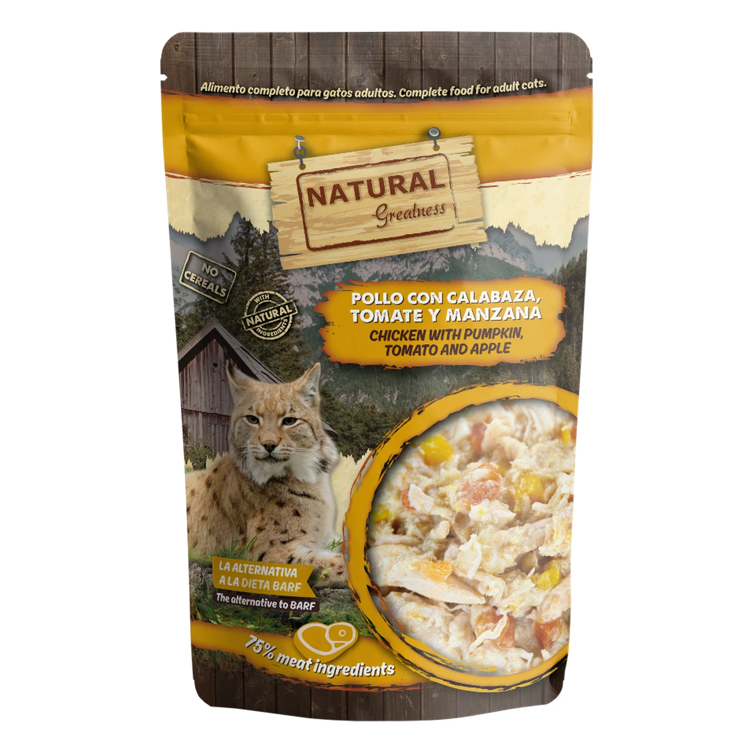 Natural Greatness Supreme Pollo con calabaza para gatos – pouch de 70gr