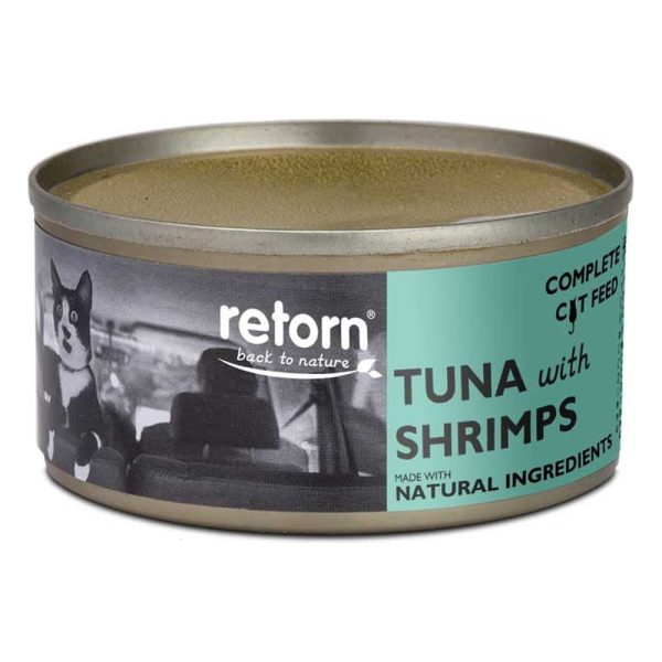 Retorn lata para gato – Atún con gambas